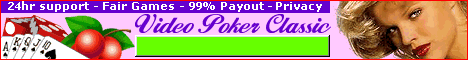 VIDEOPOKER er et annet kasino hos Casino Nordic, der du f�r 100% bonus opptil kr 680,- ($75,-) ved f�rste gangs registrering. Dette betyr da i praksis at dersom du deponerer kr 500,- i kasinoet, gir kasinoet deg ytterligere kr 500,- � spille for. Du laster ned gratis programvare til din PC. Seri�st kasino, med raske utbetalinger pr. sjekk i posten (omlag 1-2 uker etter gevinst).